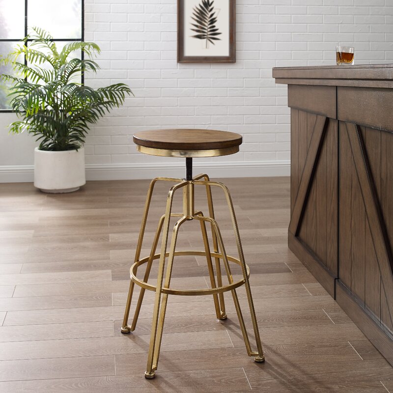 Maureen swivel solid wood adjustable height store bar stool